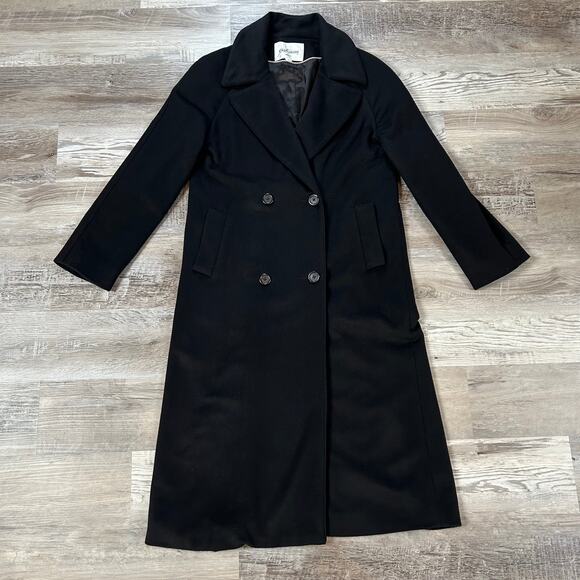 Vtg 90s Oleg Cassini Black Cashmere Long Coat 8 Double Breasted USA Made Winter - Picture 1 of 9